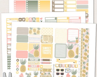 Pineapple Planner Stickers: Summer Weekly Kit (Printable Download)