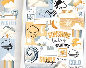 Weather Planner Stickers, Digital Embellishments (Digital Download)