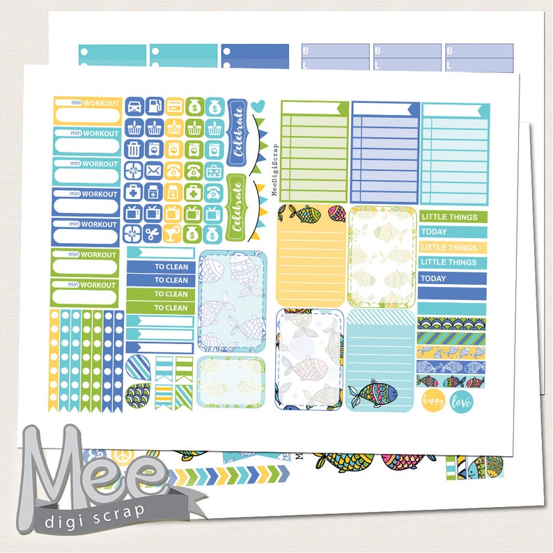 Summer printable planner stickers for Mambi/The Happy | Etsy