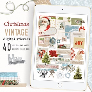 Digital planner stickers,vintage Christmas stickers, journal digital stickers for use with digital planner/journal on your tablet or iPad