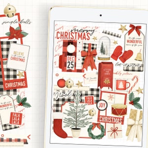 Christmas digital planner stickers,Christmas plaids planner sticker book for use with digital planner/journal on your tablet or iPad