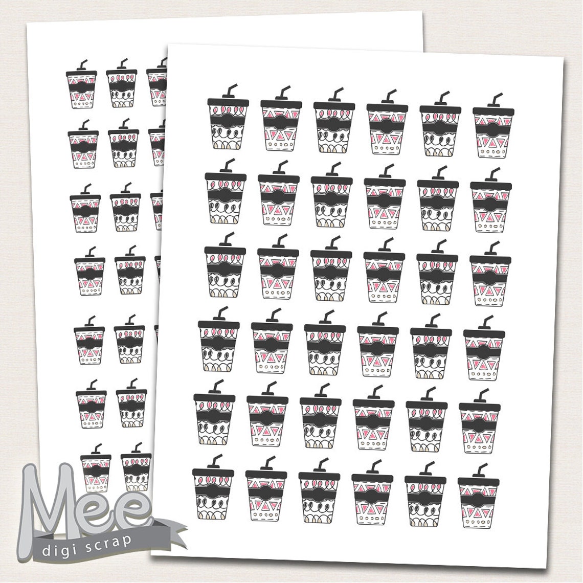 Coffee/travel Mug Stickersprintable Coffee Stickerscoffee Etsy