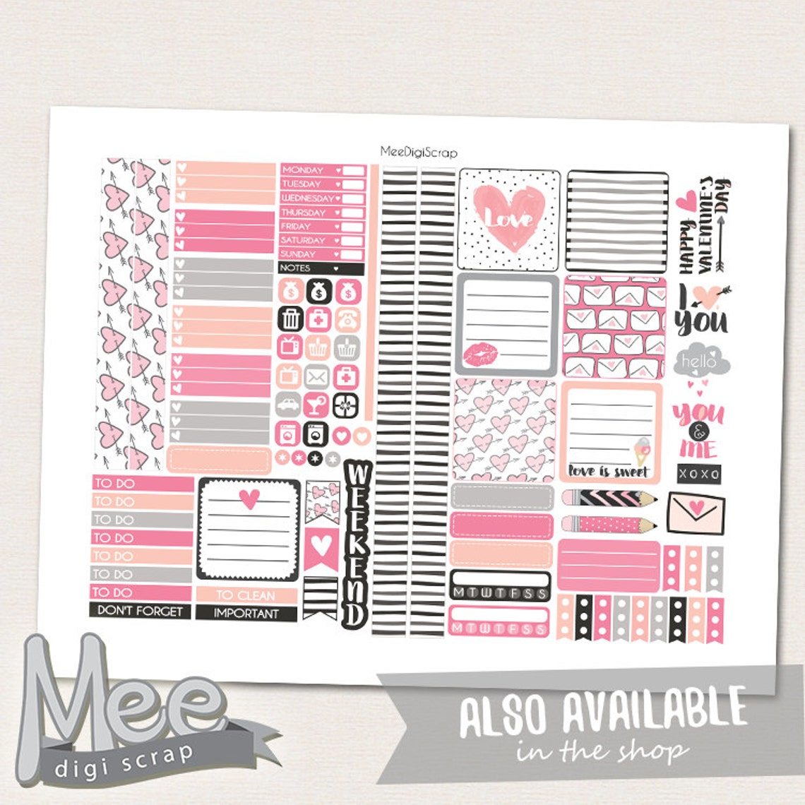 Printable Mini HP Planner Stickersvalentine's Day Planner - Etsy