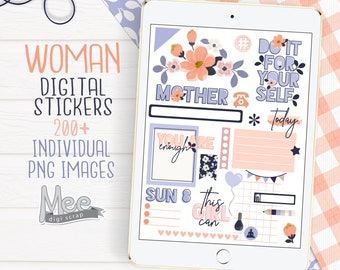 Floral Mother's Day Digital Stickers: Planner PNG Graphics (200+)
