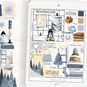 Autocollants numériques pour tableau d'humeur hivernale, autocollants pour agenda à utiliser avec l'agenda/le journal numérique sur votre tablette ou votre iPad