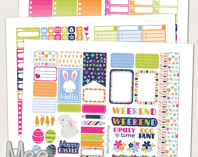 Easter Planner Stickers Printable for Happy Planner Classic,spring ...