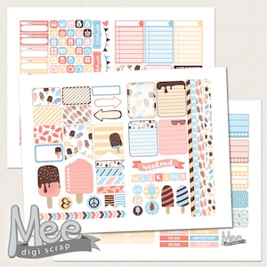 Ice Cream Summer Planner Stickers: ECLP Printable Kit (Digital Download) image 1