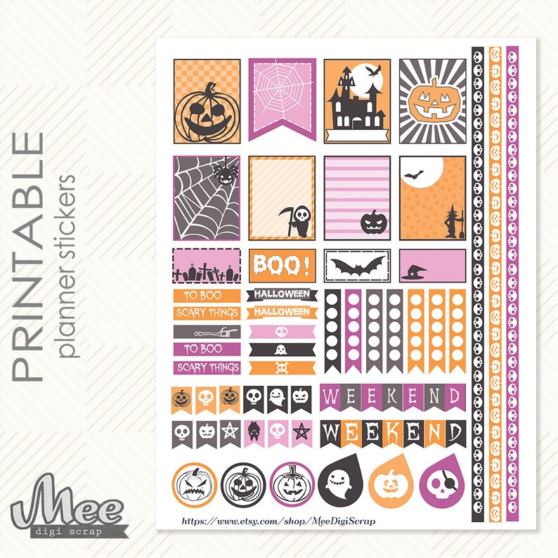 Cute Halloween Planner Stickersprintable EC Life Planner Etsy Cute Halloween Planner Stickersprintable EC Life Planner Etsy