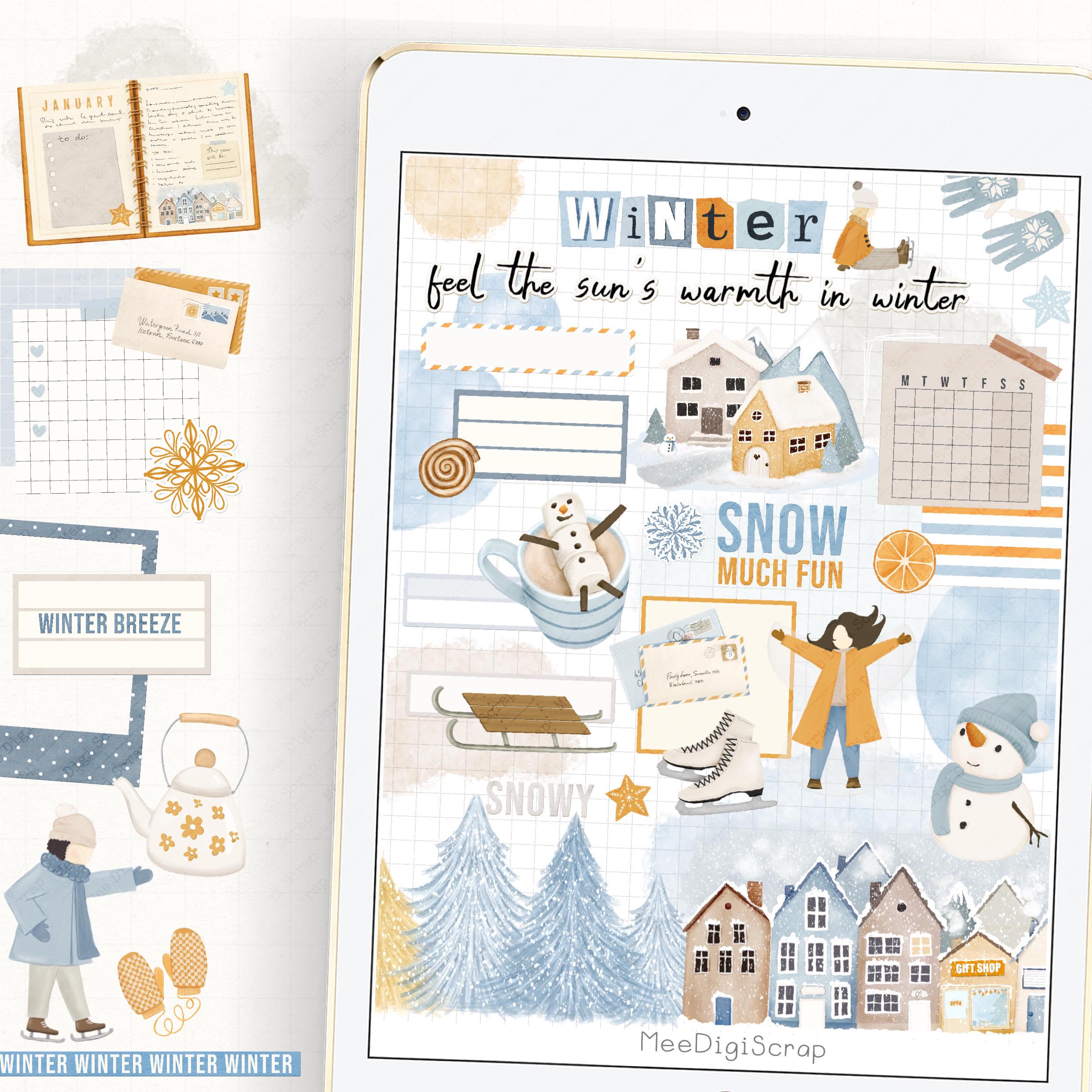Watercolor Winter Planner Stickers: Cozy Digital Scrapbooking (PNG ...
