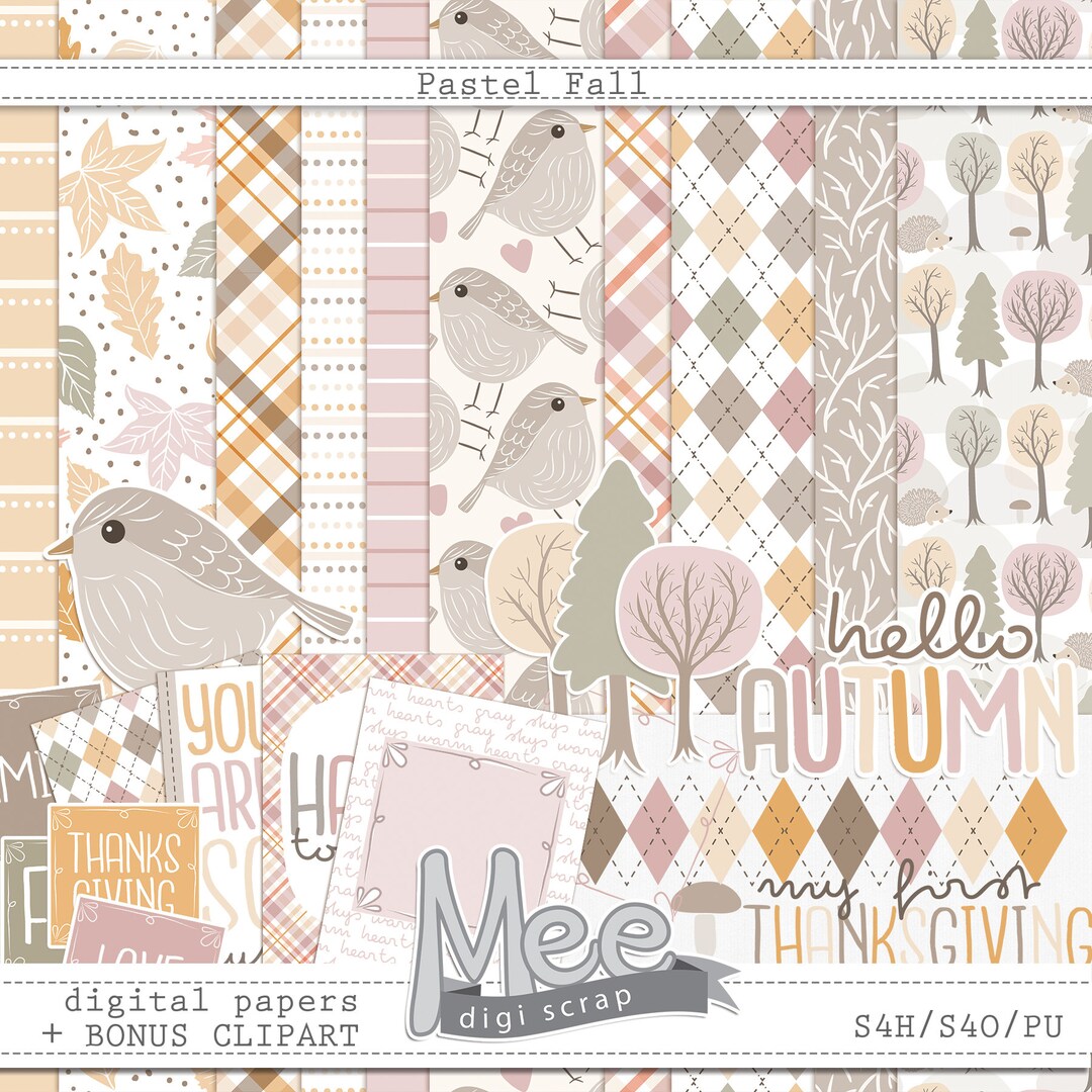 Pastel Fall Digital Paper Pack: Autumn Scrapbook Clipart (digital ...