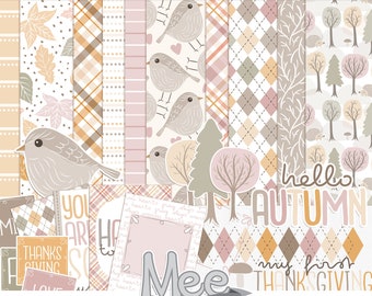 Pastel Fall Digital Paper Pack: Autumn Scrapbook Clipart (Digital Download)