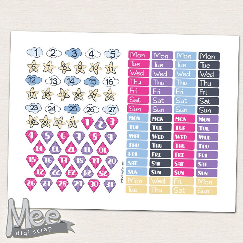 Date Cover Planner Stickers Printablecountdown Planner Etsy Canada