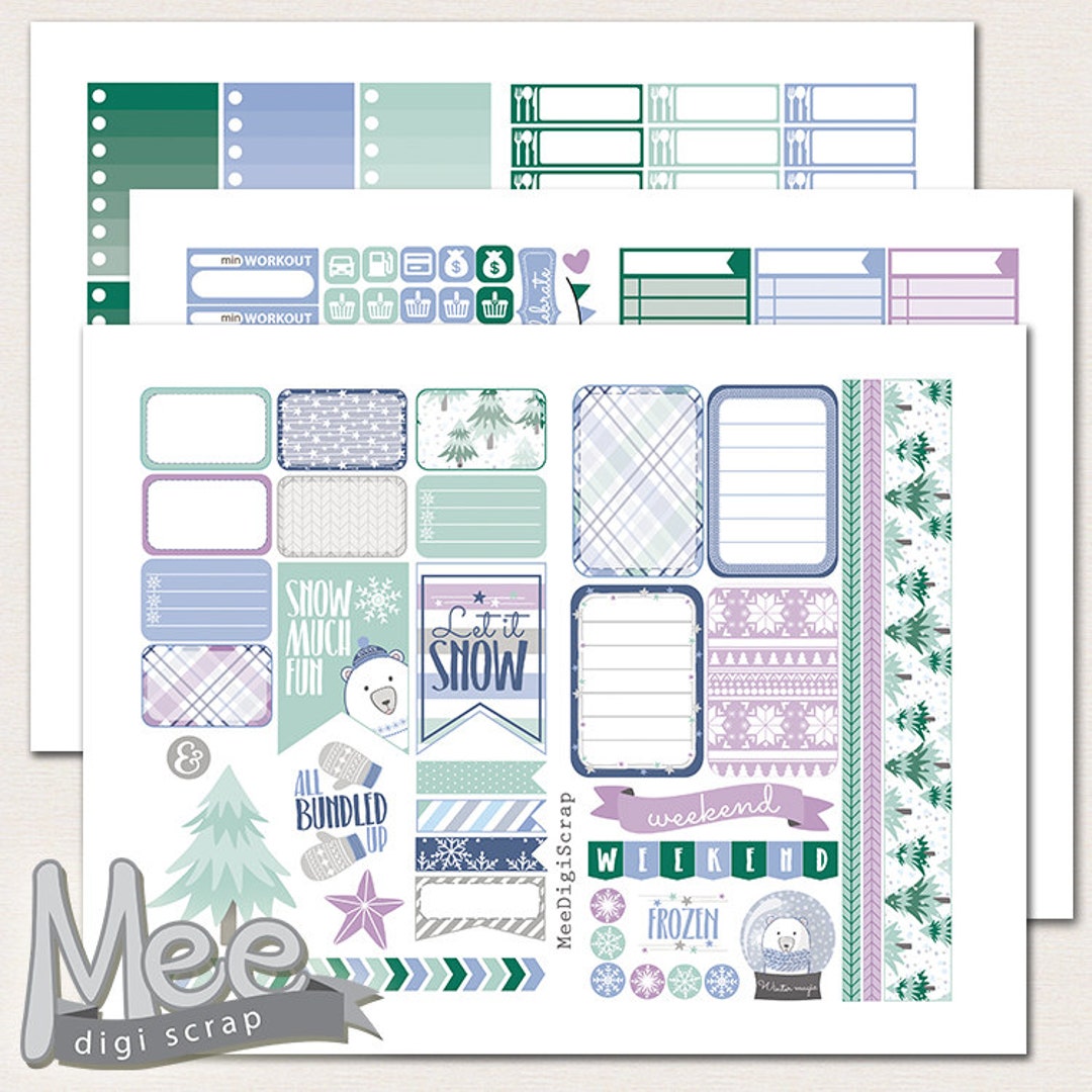 December Planner Stickers,happy Planner Printable Stickers,winter ...