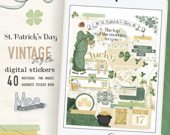 Vintage St. Patrick's Day Digital Stickers: GoodNotes Planner (PNG)