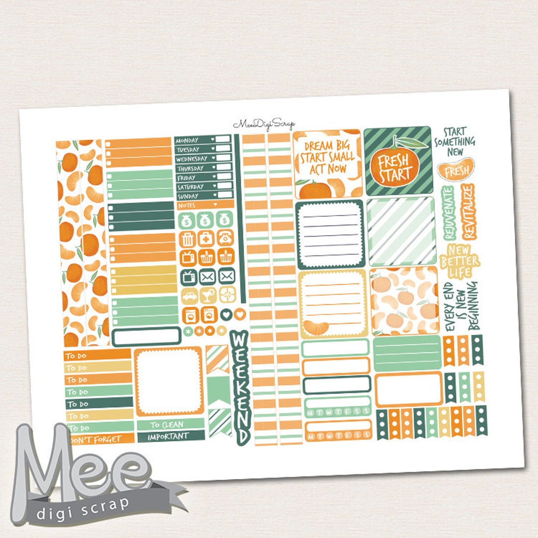 Printable Planner Stickers for Use in Mini Happy Planner,tangerine ...