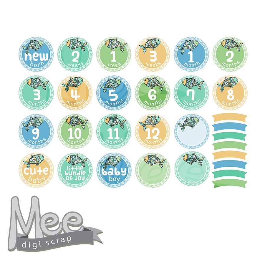 Baby boy month stickersDIY printable baby boy milestone | Etsy