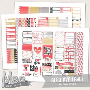 Nastro washi stampabile, nastro washi di San Valentino, febbraio, strisce washi planner, nastro adesivo amore, adesivi planner stampabili, adesivo mensile immagine 4