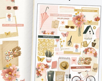 Spring Wildflower Garden Digital Planner Stickers (Goodnotes PNG Kit)