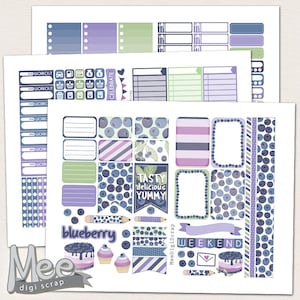 Blueberry Planner Stickers: Weekly Kit for Happy Planner (Printable)