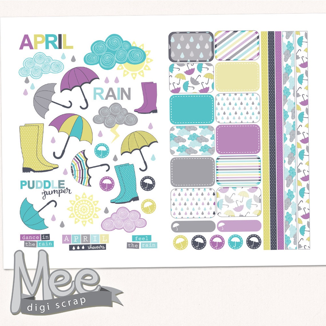 Decorative April stickersprintable planner stickersspring | Etsy