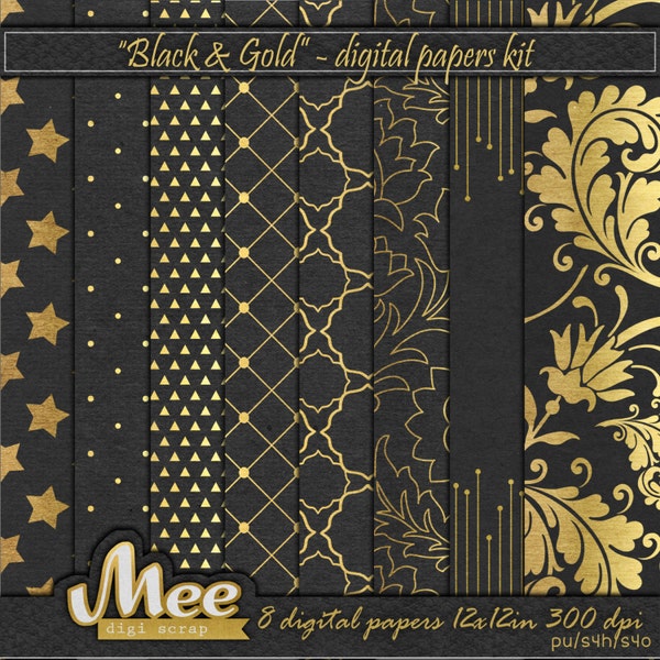 Black & Gold digital papers