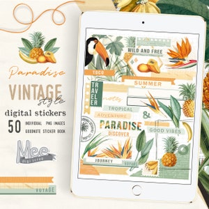 Tropical Summer Digital Planner Stickers: Paradise Vacation (PNG, GoodNotes)