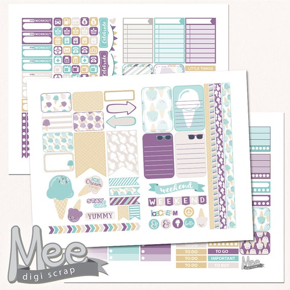 Ice Cream Planner Stickers: Summer Weekly Kit (Printable)