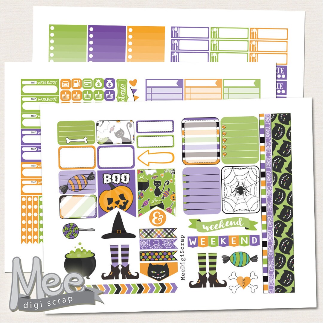 Halloween Planner Stickers: Erin Condren Weekly Kit (printable Download ...