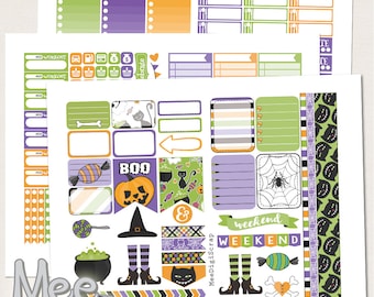Halloween Planner Stickers: Erin Condren Weekly Kit (Printable Download)