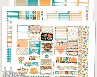 Thanksgiving Planner Stickers: Erin Condren Weekly Kit (Printable)