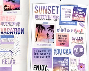 Stickers pour agenda numérique Summer Sunset : Vacation Vision Board (PNG, GoodNotes)