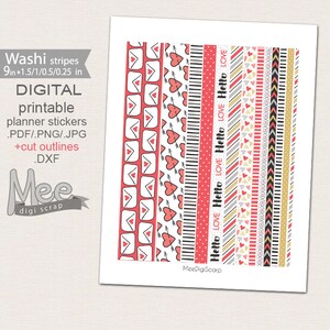 Printable Washi Tape,valentines Day Washi Tape,february,planner Washi ...