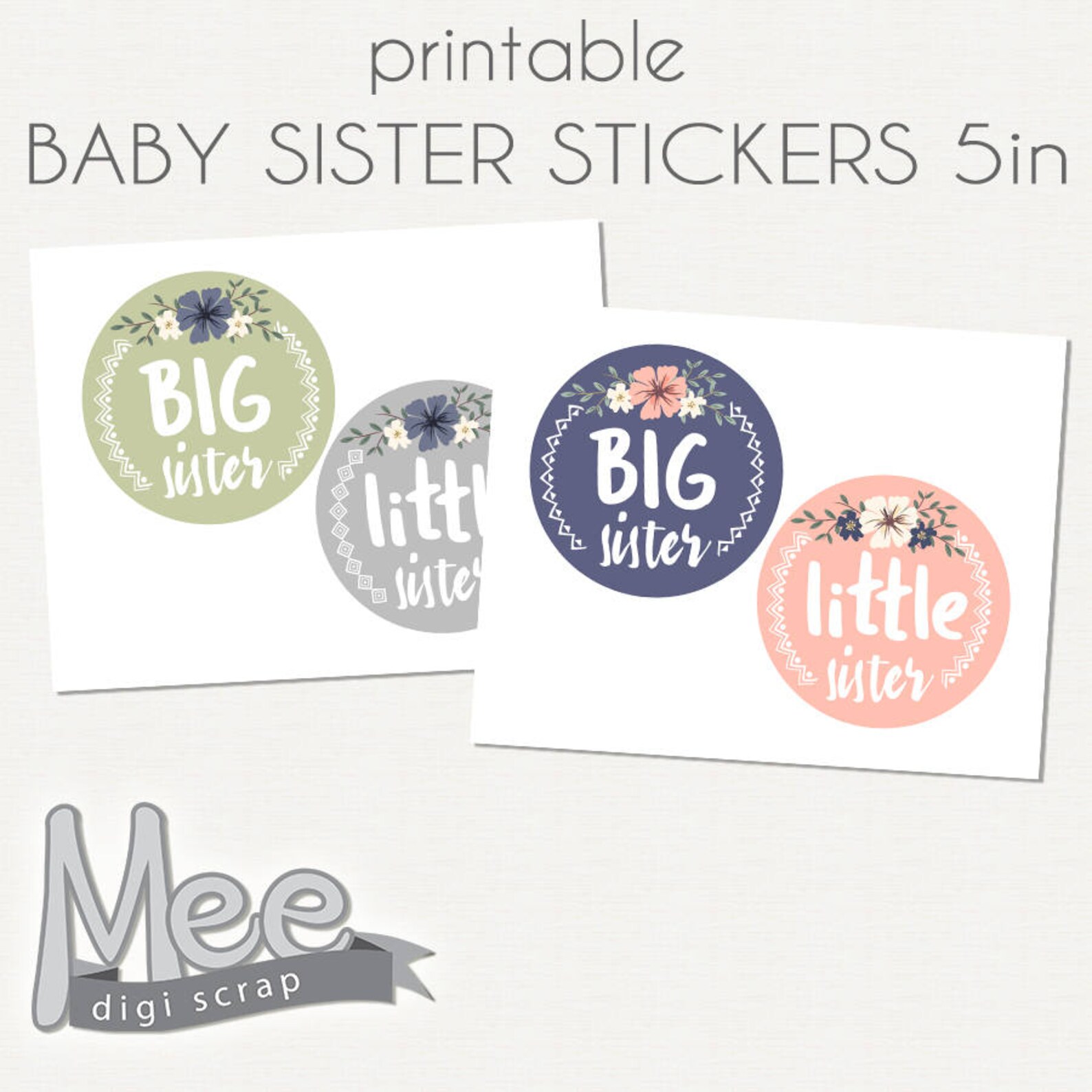 Sister Sticker Printablebig Sisterlittle Sisterbaby Girl - Etsy