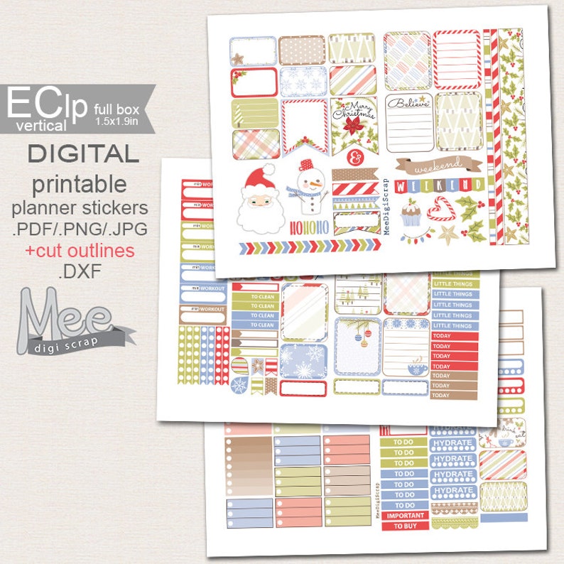 Christmas Planner Stickers Printable for Use in Erin Condren - Etsy