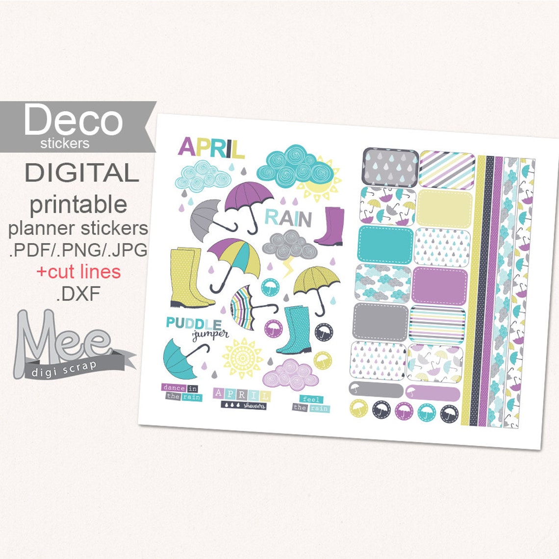 Decorative April stickersprintable planner stickersspring | Etsy