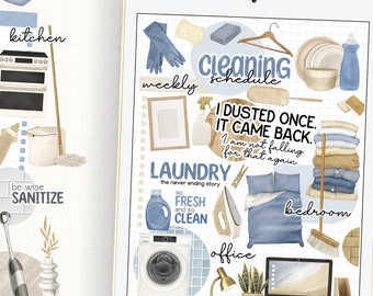 Cleaning Icons Digital Planner Stickers, House Chores (PNG, GoodNotes)