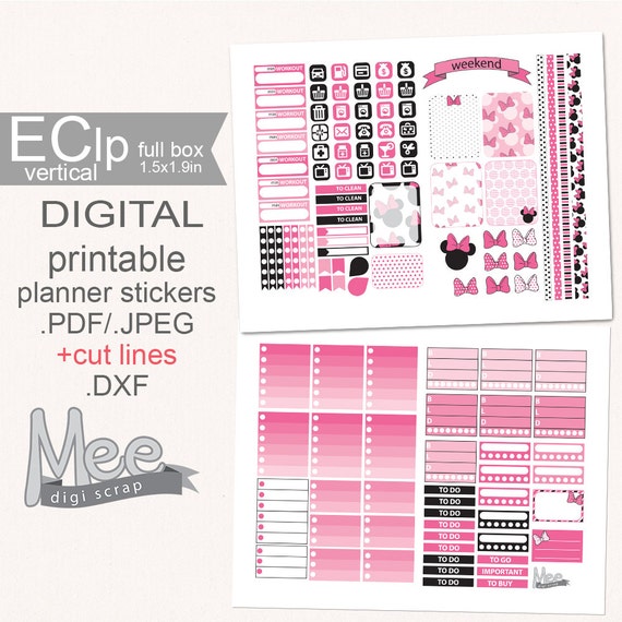 Pink Minnie Mouse planner stickersprintable planner Etsy