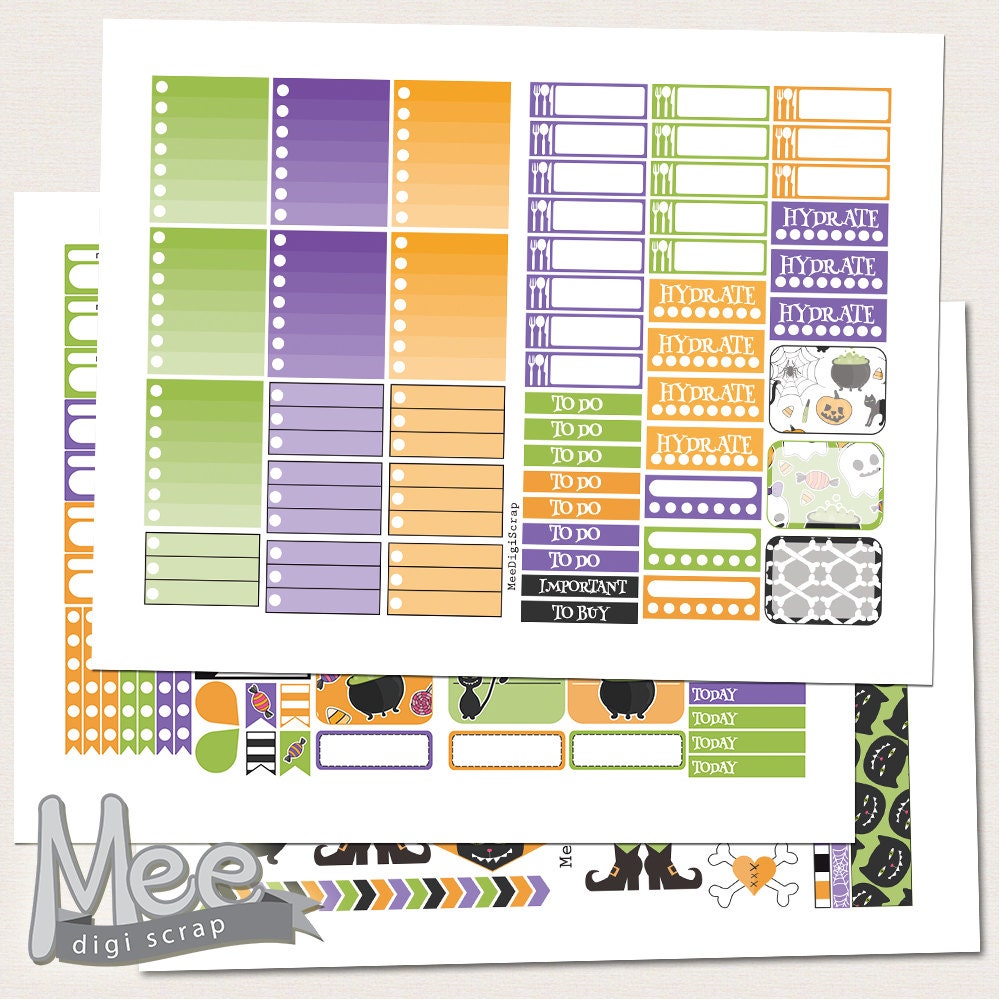 Halloween Planner Stickers: Erin Condren Weekly Kit (printable Download ...