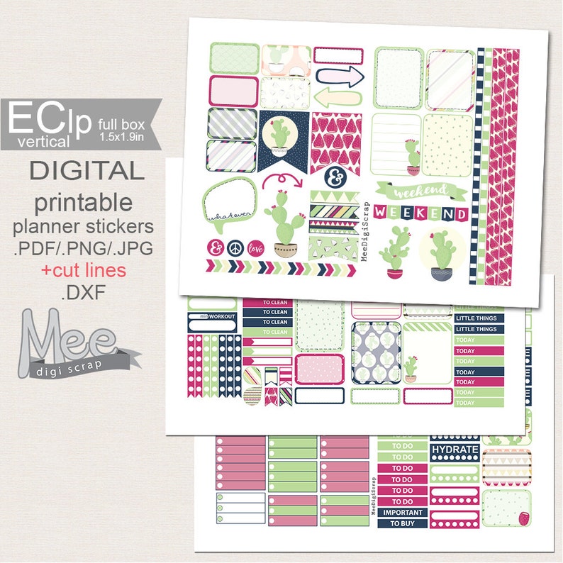 Prickly Pear Cactus Planner Stickersprintable Stickersweekly - Etsy