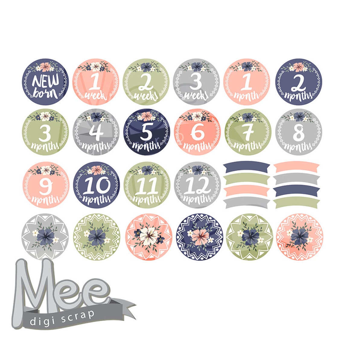 Printable Baby Girl Stickersbaby Monthly Stickersbaby Etsy