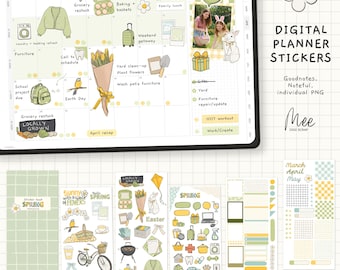 Stickers de planificateur numérique Spring Daisy, journal numérique PNG Clipart (GoodNotes, Noteful)