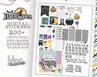 Halloween digital planner stickers,precropped digital sticker for use with digital planner/journal on your tablet or iPad