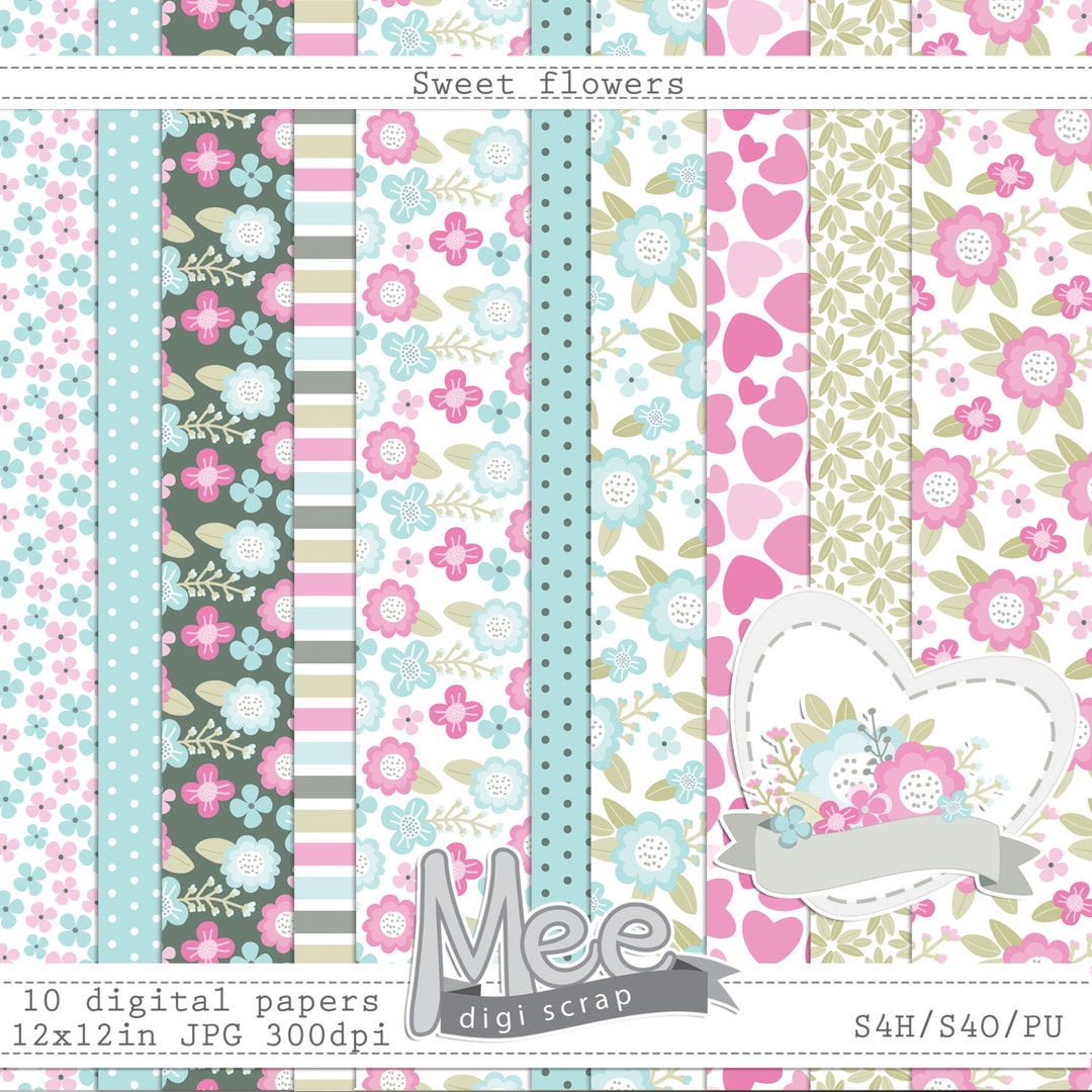 Floral Digital Paper Pack: Spring Flowers & Clipart (digital Download ...