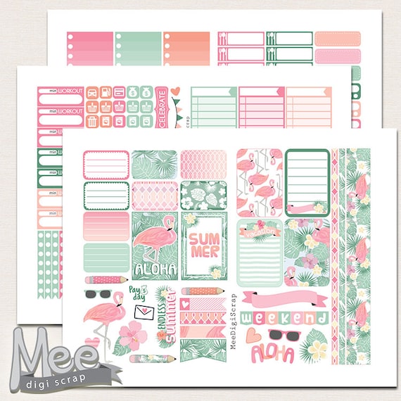summer planner stickers printable kit for classic happy etsy