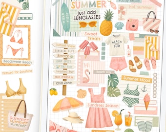 Stickers numériques été ananas : Clipart de planificateur de plage (GoodNotes, fichier remarquable)