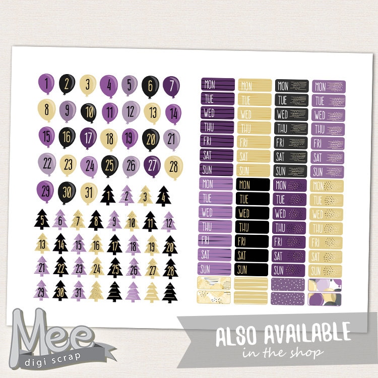 New Years Planner Stickers Printable for Use With the Happy - Etsy