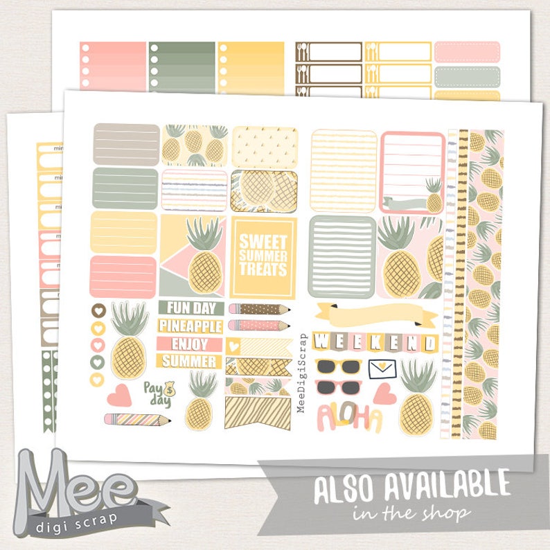 Printable Washi Stripes Pineapple Washi Printable Summer Washi - Etsy