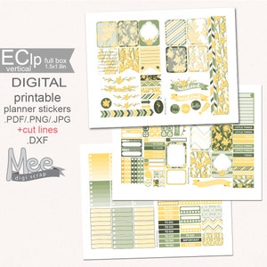 August flower Gladiolus planner stickers,printable stickers for use in Erin Condren life planner,yellow and green planner stickers,pdf,png