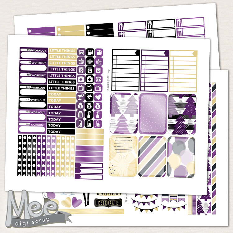 New Years Planner Stickers Printable for Use With the Happy | Etsy