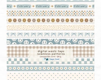Winter Blue Washi Tape, GoodNotes Tape Tool, Planner stickers